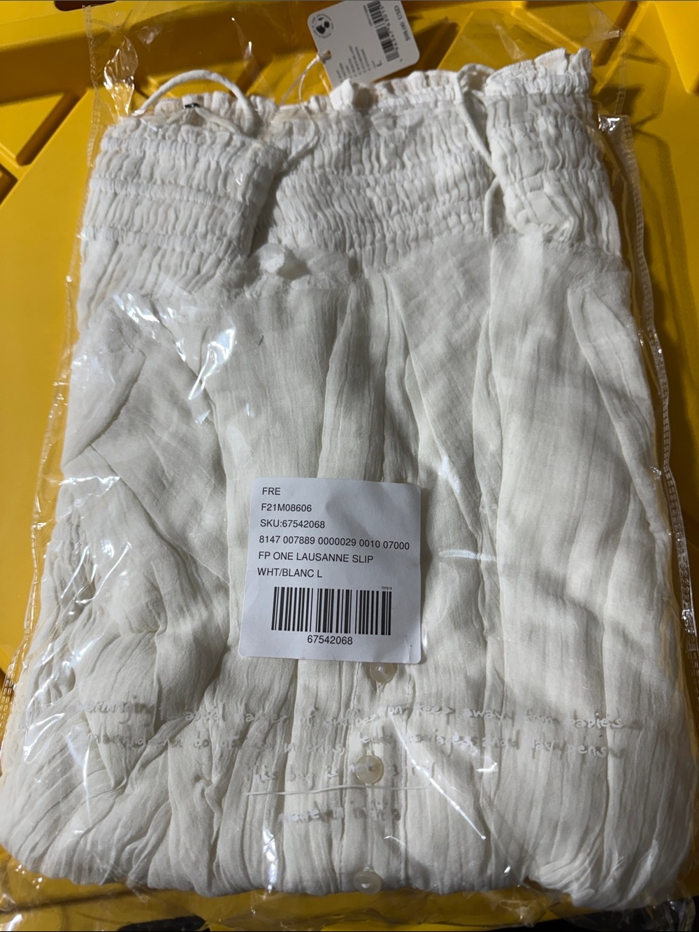 New Free people lausanne slip dress White Smocked Sundress L - Picture 8 of 12